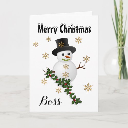 Boss _ Merry Christmas _ SnowmanHolly Holiday Card