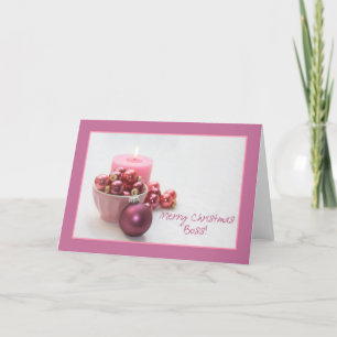 Boss merry christsmas pink ornaments christmas ca holiday card
