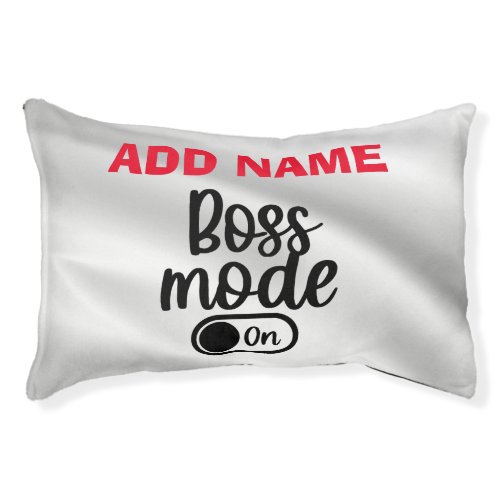 Boss mode on Black Handwriting Script Silky name Pet Bed