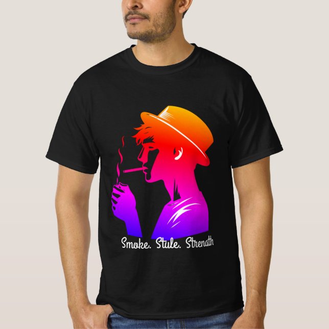 "Boss Mode – Stylish Man Smoking Cigar T-Shirt" T-Shirt (Front)