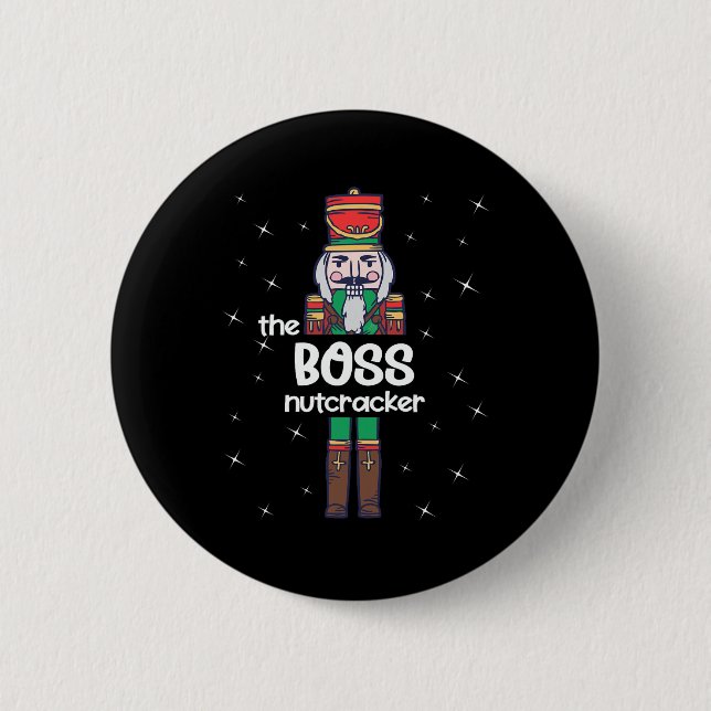 Boss Nutcracker Family Matching Funny Pajama  Button (Front)