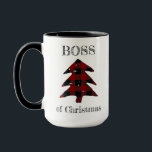 Boss of Christmas Plaid Christmas Tree Funny Mug<br><div class="desc">Know someone who loves Christmas more than anything and likes to be in charge of the festivities? Then, this humorous trendy and modern coffee mug featuring a simple black and red plaid Christmas tree with white rustic chalk typography would be the perfect. Perfect gift for the Boss of Christmas in...</div>