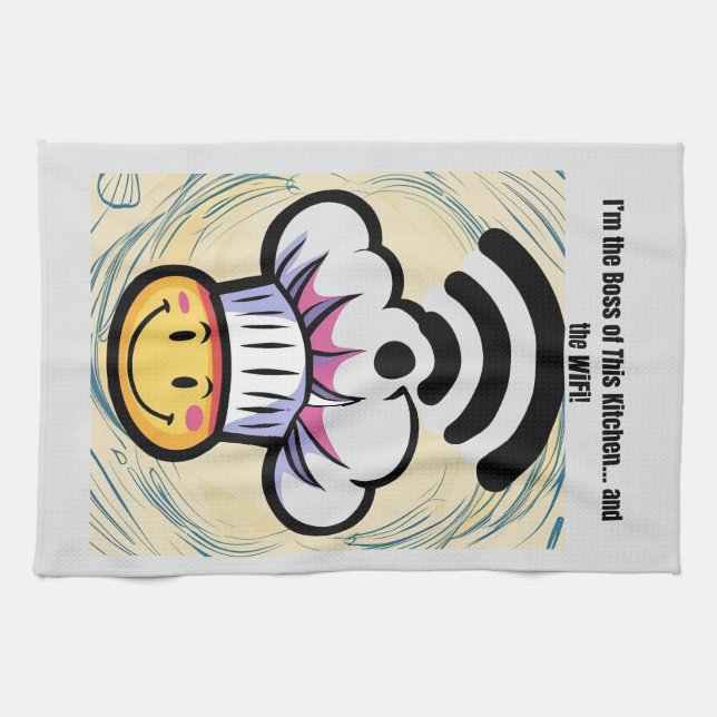 Boss of the Kitchen & WiFi Funny Kitchen Towel (Horizontal)