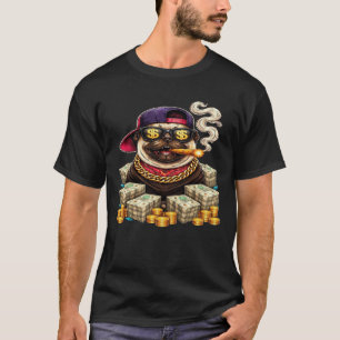 Boss Pug — Bling Pug with Cash & Cigar" T-Shirt