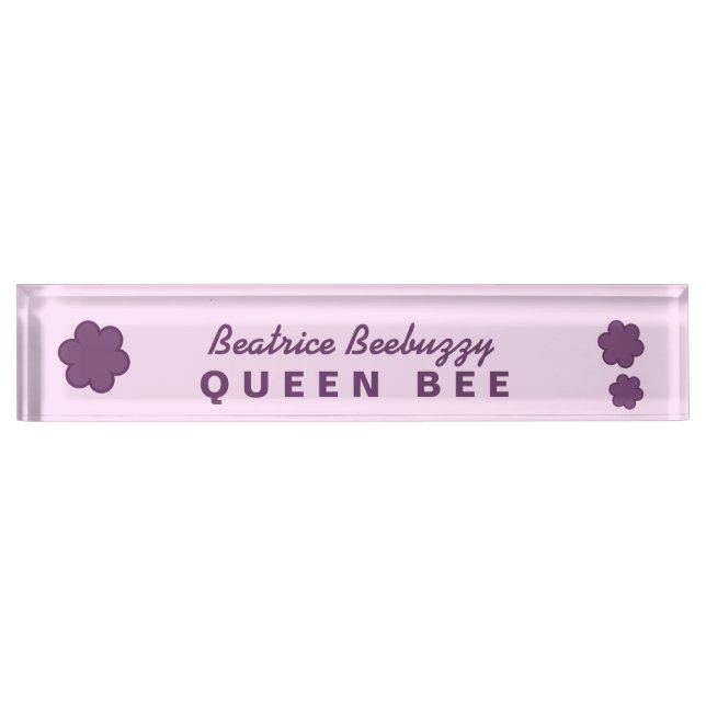 Boss QUEEN BEE Pink with Purple Flowers V02 Name Plate (Front)