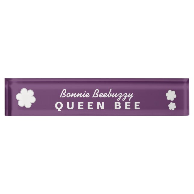 Boss QUEEN BEE Purple with White Flowers V06 Desk Name Plate (Front)