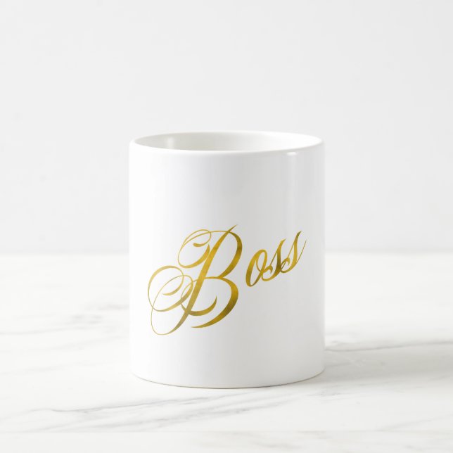 Boss Quote Faux Gold Foil Metallic Strength Coffee Mug (Center)