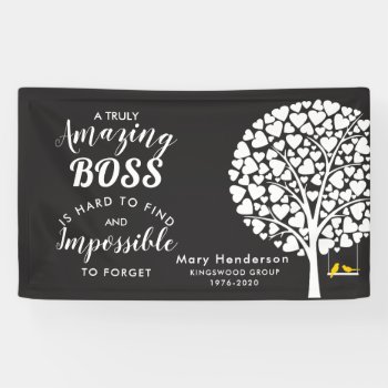Boss Retirement Party Or Leaving Banner by TheArtyApples at Zazzle