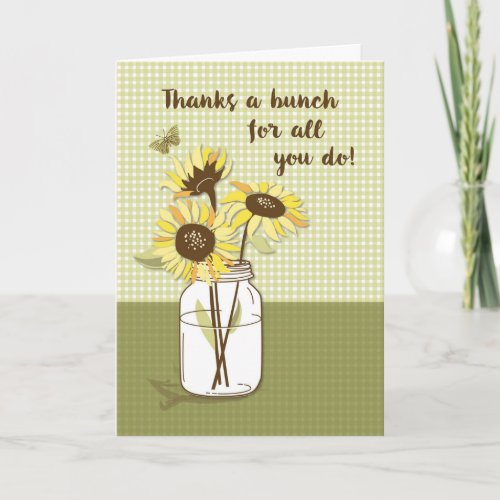Bosss Day from Group with Sunflowers in Mason Jar Card