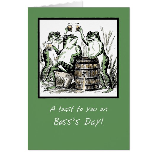 Boss’s Day Funny Frogs Toasting with Beer Cards (Front)