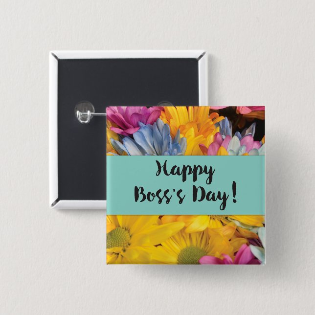 Boss’s Day Thanks Gerbera Daisies Button (Front & Back)