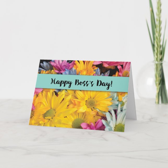 Boss’s Day Thanks Gerbera Daisies Thank You Card (Front)