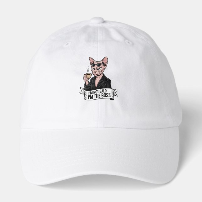 Boss Sphynx Cat Coffee Artwork Hat (Front)