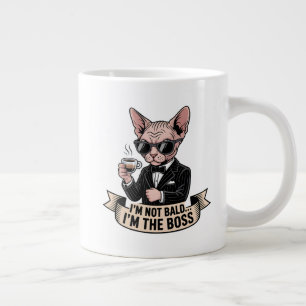 Boss Sphynx Cat Coffee Illustration Giant Coffee Mug