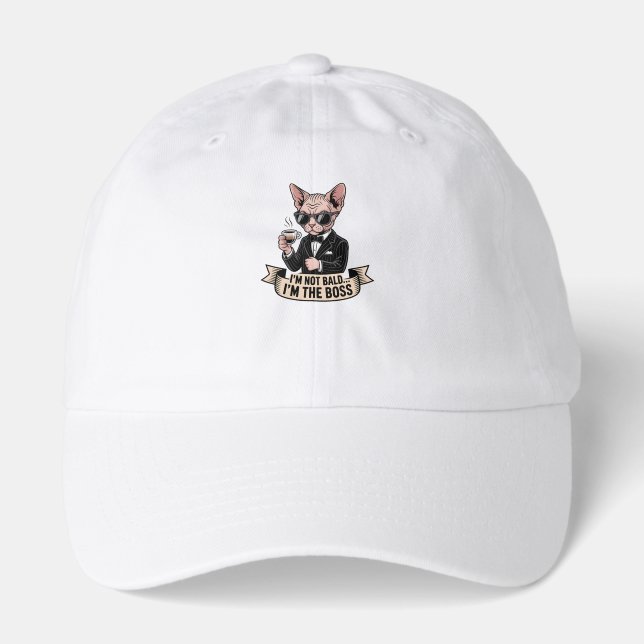 Boss Sphynx Cat Coffee Illustration Hat (Front)