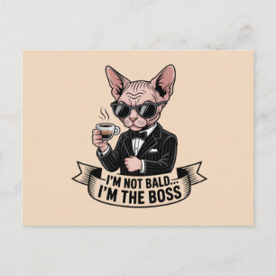 Boss Sphynx Cat Coffee Illustration Postcard