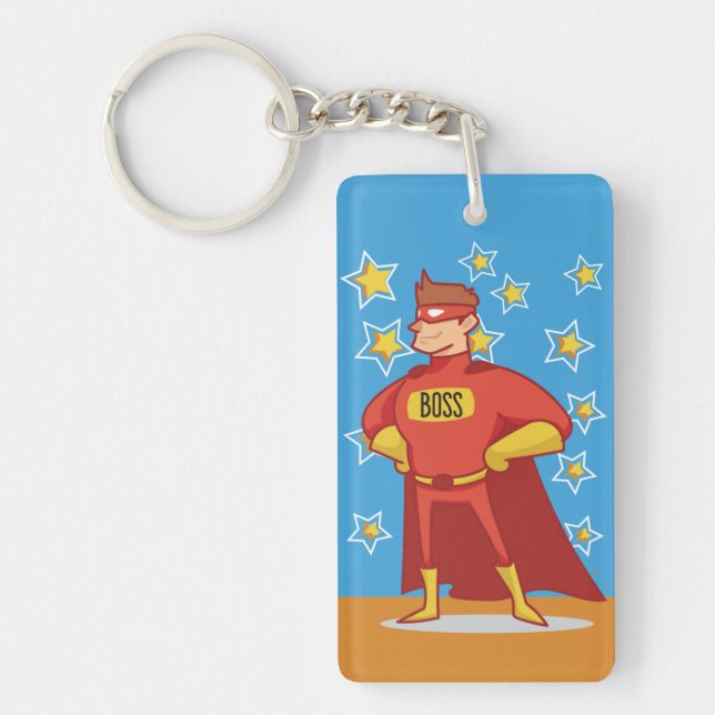 Boss Superhero on Father's Day Keychain (Front)