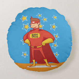 Boss Superhero on Father's Day Round Pillow