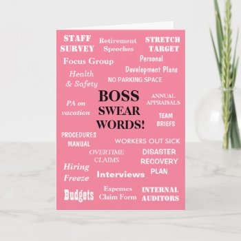 Boss Swear Words | Funny Female Boss Birthday Card by officecelebrity at Zazzle