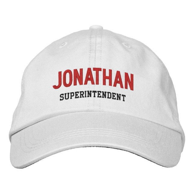 BOSS Synonym SUPERINTENDENT Custom Name V14K Embroidered Baseball Hat (Front)