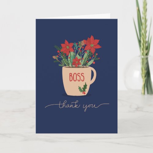 Boss Thank You at Christmas Poinsettias Card