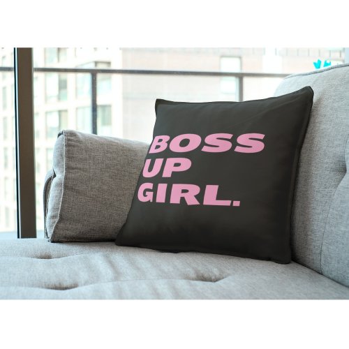 Boss up Girl Throw Pillow _ Black