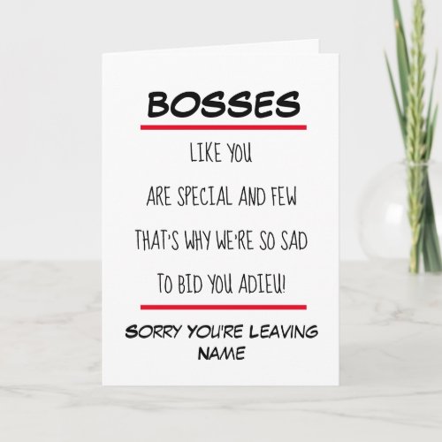 Boss Verse Sorry Leaving Retiring Card