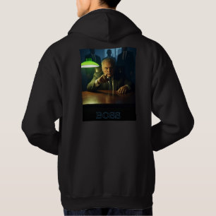 Boss w text men black hooded sweatshirt back