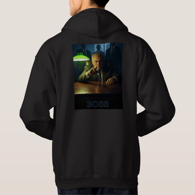 Boss w text men black hooded sweatshirt back (Back)