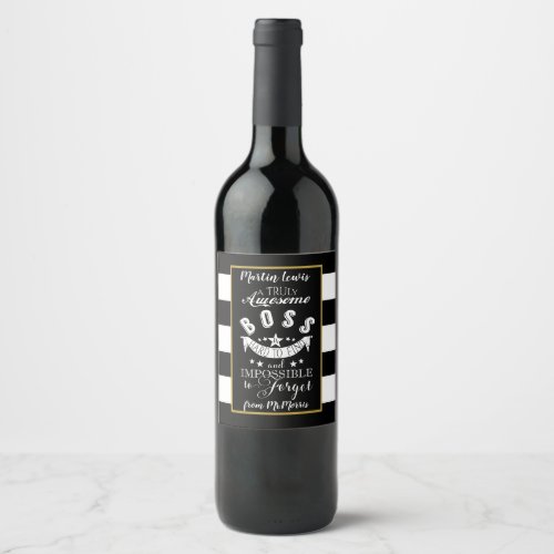 boss wine label stripe monochrome black and white