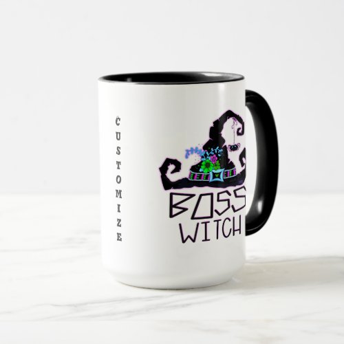 Boss Witch Funny Hat Customizable Halloween Mug