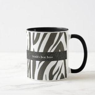 Boss: "World's Best Boss" Zebra Stripes Gift Mug