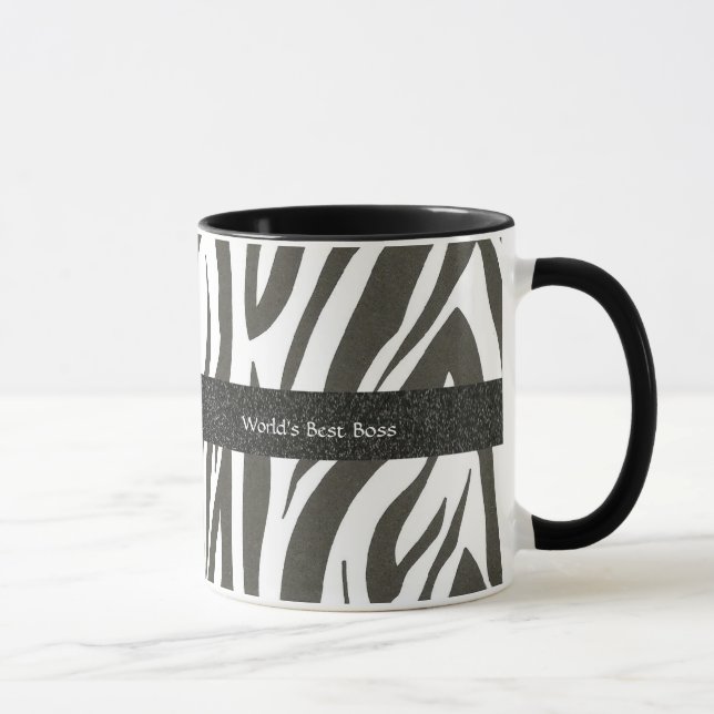 Boss:  "World's Best Boss" Zebra Stripes Gift Mug (Right)