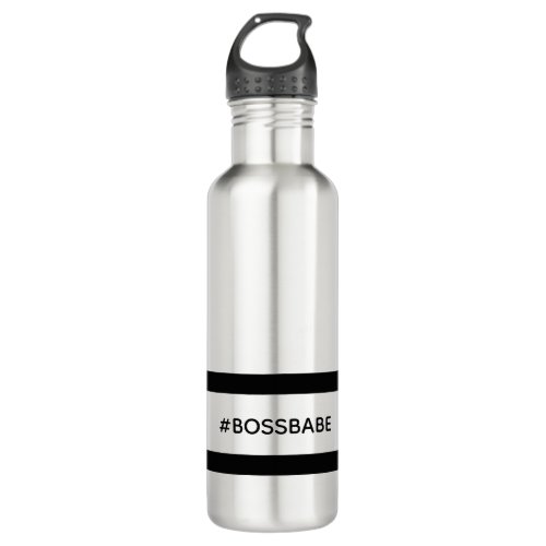 Bossbabe black fun motivational woman stainless steel water bottle
