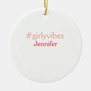 Bossbabe hashtag light pink add name girl boss  ceramic ornament