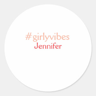 Bossbabe hashtag light pink add name girl boss classic round sticker