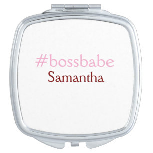 Bossbabe hashtag light pink add name girl boss compact mirror