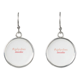 Bossbabe hashtag light pink add name girl boss earrings