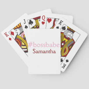 Bossbabe hashtag light pink add name girl boss poker cards
