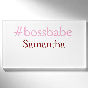 Bossbabe hashtag light pink add name girl boss tag