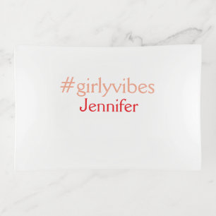 Bossbabe hashtag light pink add name girl boss  trinket tray