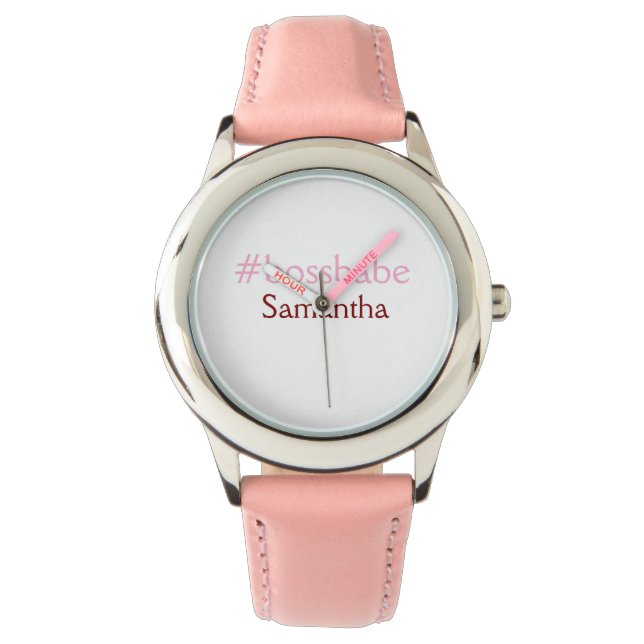 Bossbabe hashtag light pink add name girl boss  watch (Front)