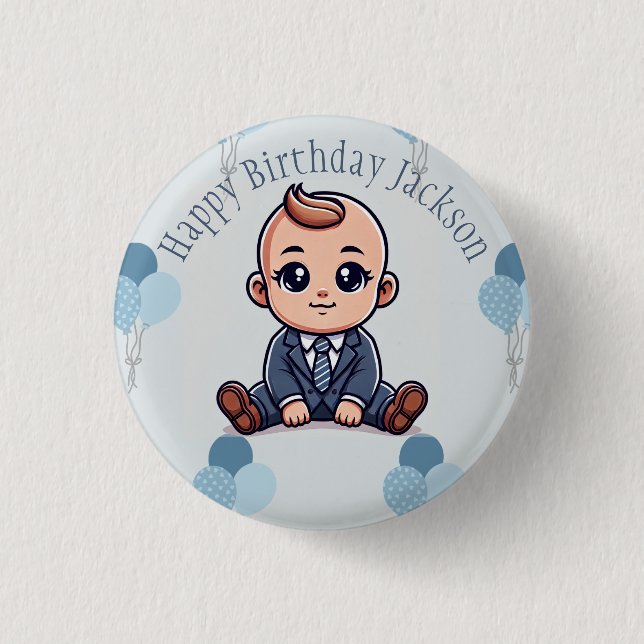 BossBaby Birthday Button – Custom Pin for Kids (Front)