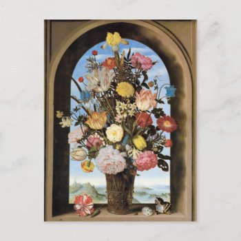Bosschaert Bouquet In An Arched Window Postcard by imagina at Zazzle