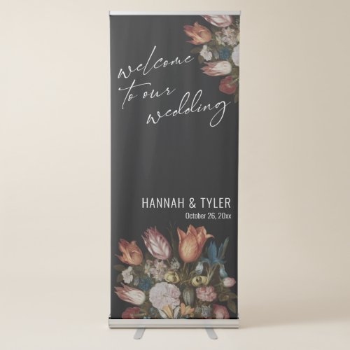 Bosschaert Floral Painting Welcome to Our Wedding Retractable Banner