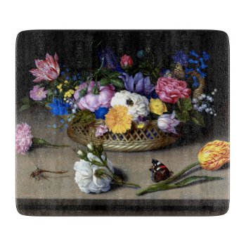 Bosschaert Flower Still Life Insects Dutch Art Cut Cutting Board by Then_Is_Now at Zazzle