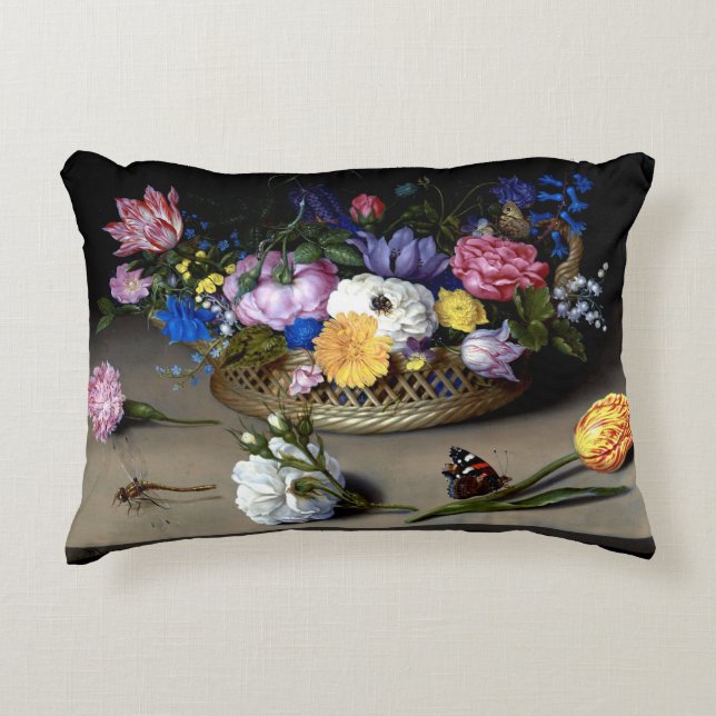 Bosschaert Flower Still Life Insects Dutch Art Decorative Pillow (Front)