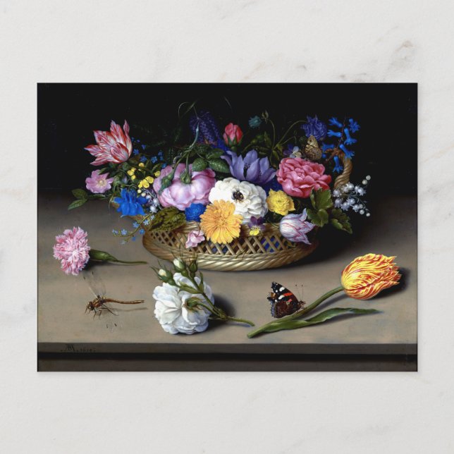 Bosschaert Flower Still Life Insects Dutch Art Postcard (Front)