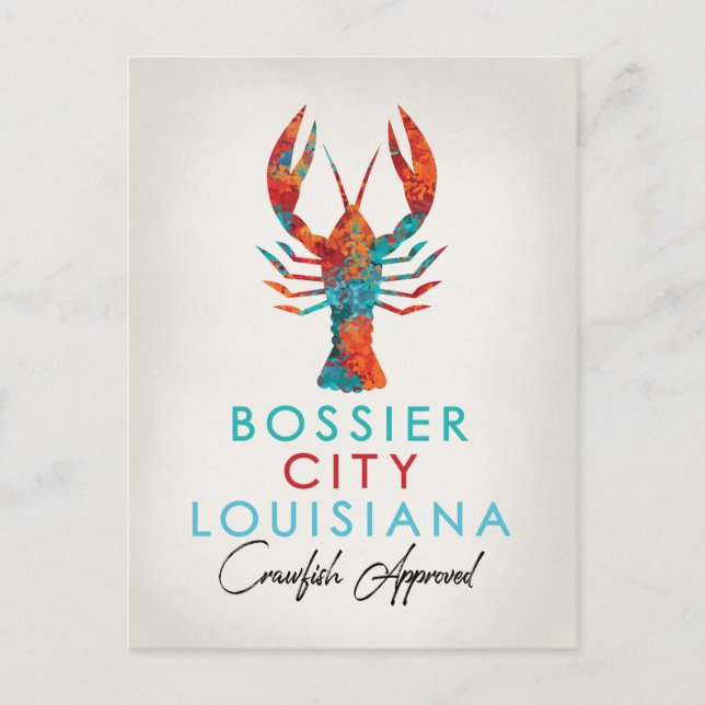 Bossier City Louisiana Crawfish Bright Postcard (Front)