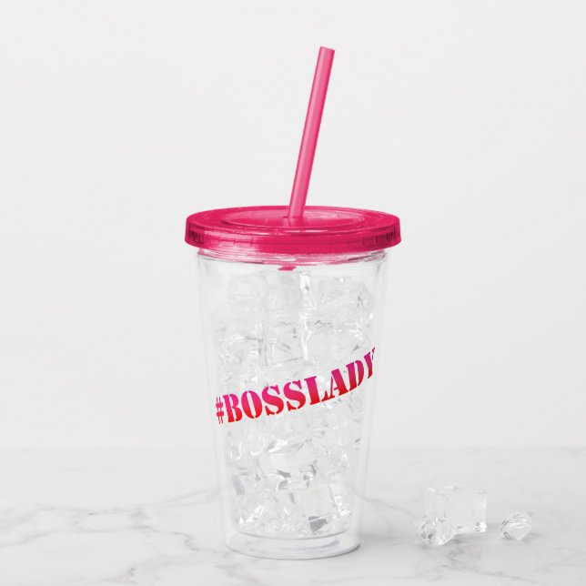 #Bosslady - Fun Girlpower Quote Acrylic Tumbler (Back Ice)